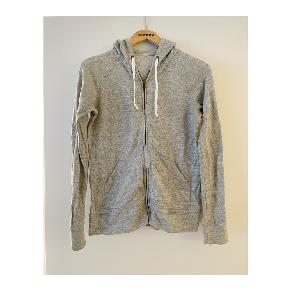 J. Crew Heather grey gray zip up hoodie French terry lined sweatshirt size XXS